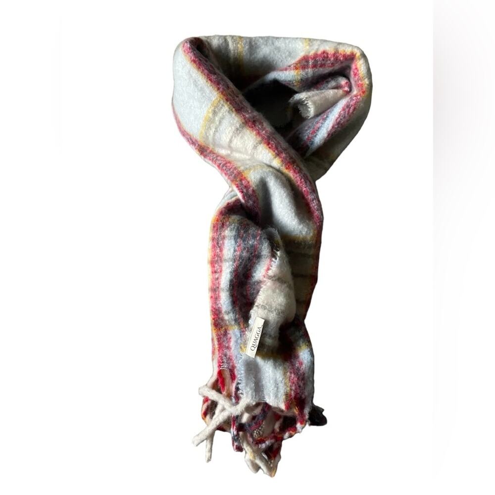 Quagga Arctic blue, cozy, Soft and Coxy Chunky Scarf with Fringe Plaid Academia